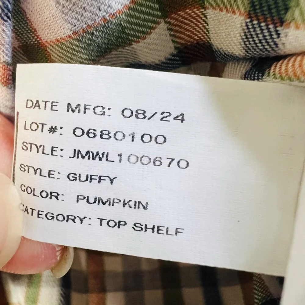 NWOT JOHNNIE-O TOP SHELF PUMPKIN GUFFY PLAID BUTTON DOWN SHIRT XXL Orange Blue - Picture 10 of 10
